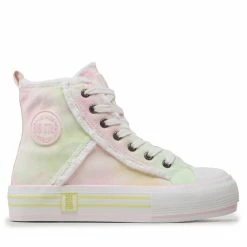 Damen Halbschuhe Sneakers Aus Stoff Big Star Shoes - LL274177 White/Pink/Yellow
